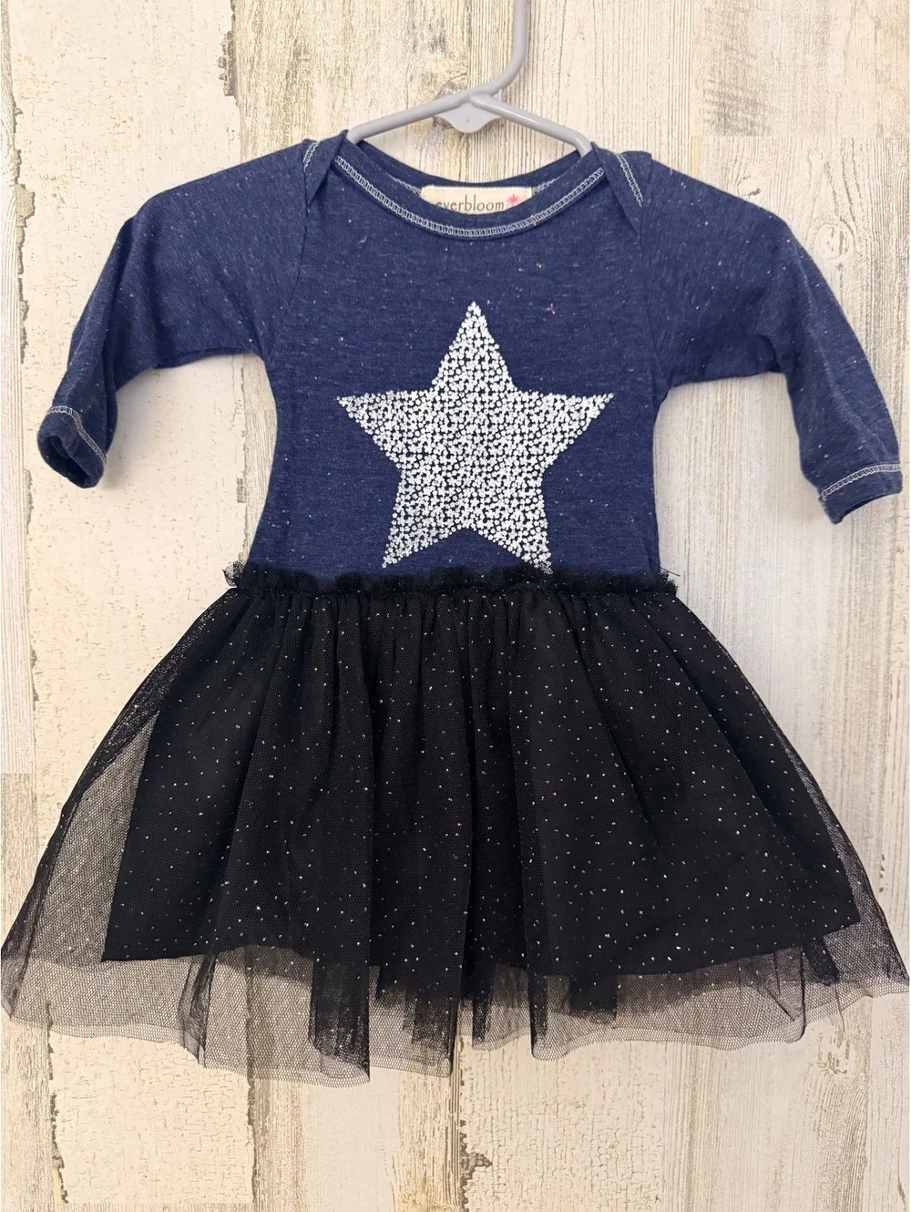 Everbloom Girls 3M Star Glitter Tulle Tutu Bodysuit Dress